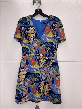 J. Crew Blue Multi Tropical Print Mini Dress